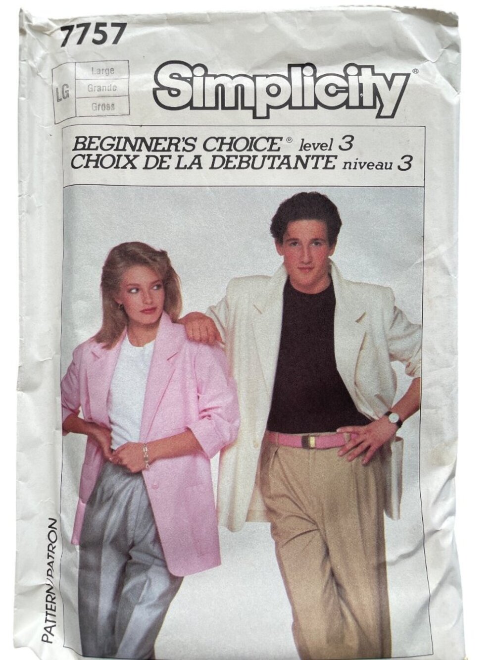 Vintage 80s Simplicity 7757 Sewing Pattern Large Loose Fitting Jacket UNCUT